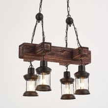 Allen Cross Pine Wood 4-Light Pendant Light